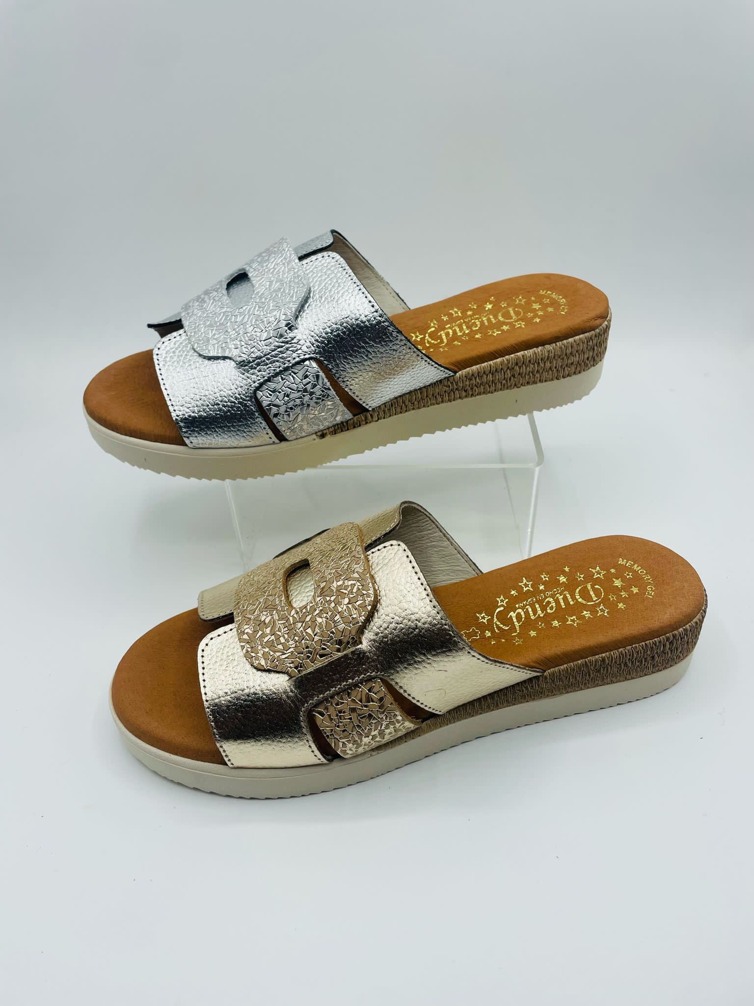 Sandalia pala en piel para mujer Duendy 3845