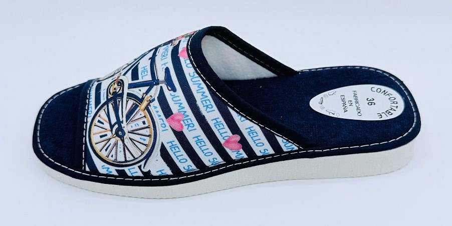 Zapatillas de casa mujer verano Bicicleta "hello summer" - Imagen 3