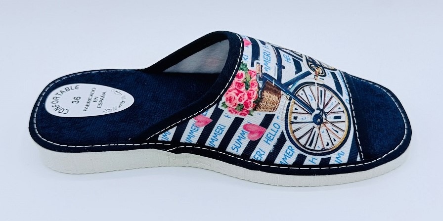 Zapatillas de casa mujer verano Bicicleta "hello summer" - Imagen 4