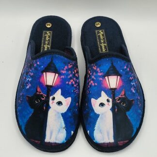 Zapatillas de casa Gato negro Gato blanco